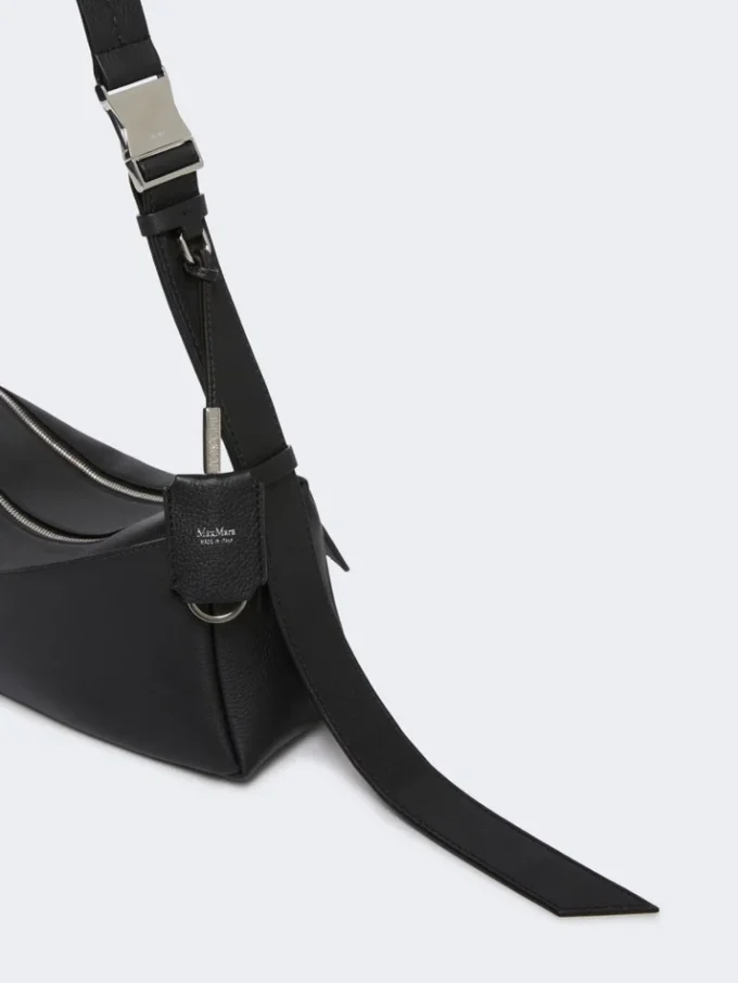 Small leather shoulder bag, black