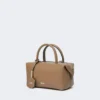 Small natural leather bowler bag, mud