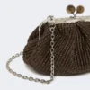 Small raffia-effect pasticcino bag, dark brown