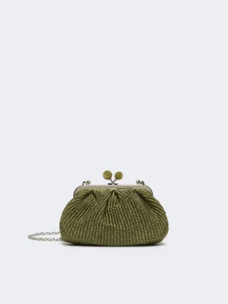 Small raffia-effect pasticcino bag, sage green