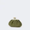 Small raffia-effect pasticcino bag, sage green
