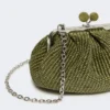 Small raffia-effect pasticcino bag, sage green
