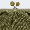 Small raffia-effect pasticcino bag, sage green