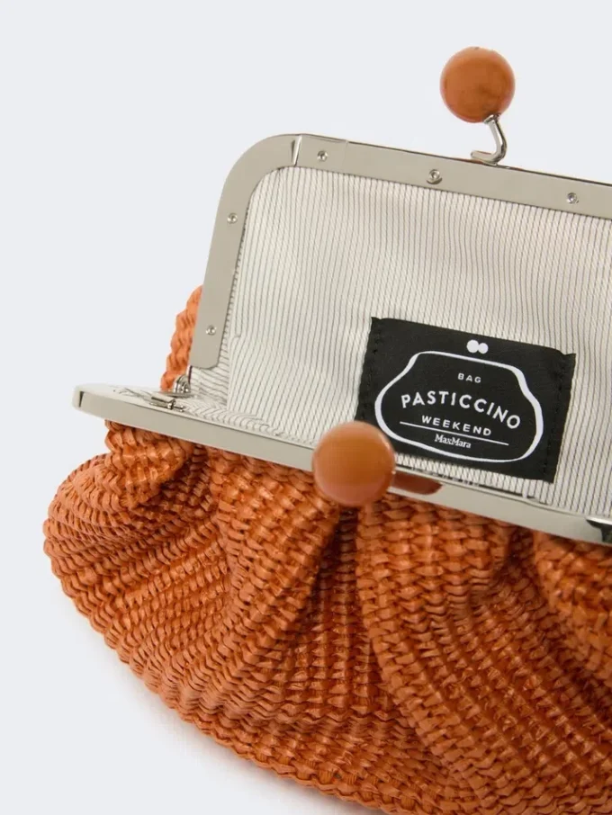 Small raffia-effect pasticcino bag, salmon