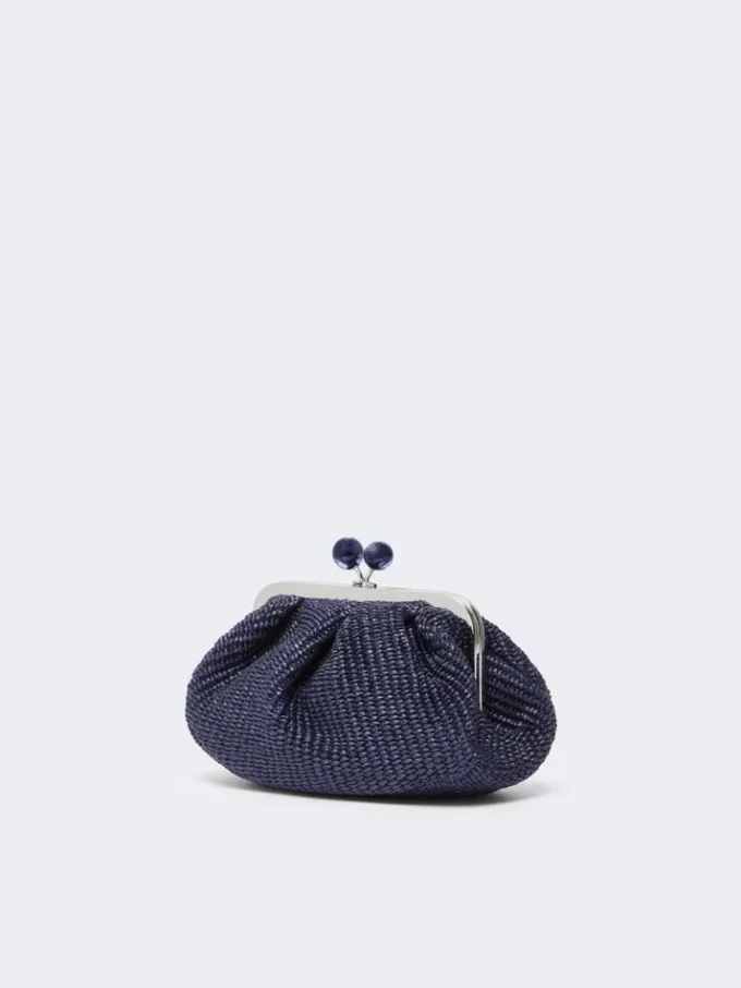 Small raffia-effect pasticcino bag, ultramarine