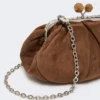 Small suede pasticcino bag, dark brown Small suede pasticcino bag, dark brown