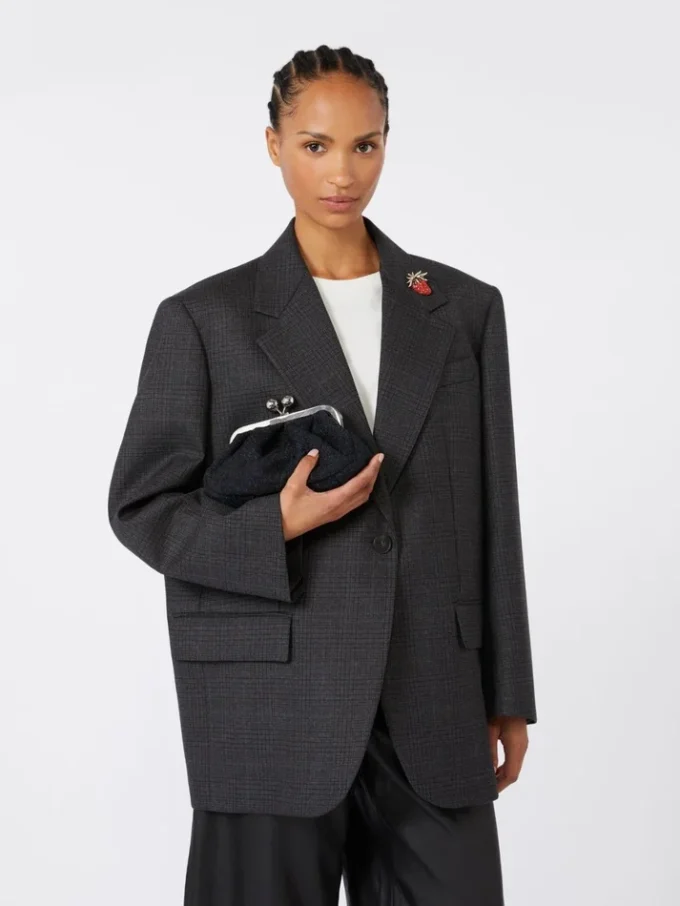 Small wool boucla pasticcino bag, black Small wool boucla pasticcino bag, black