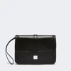 Smooth leather clutch, black