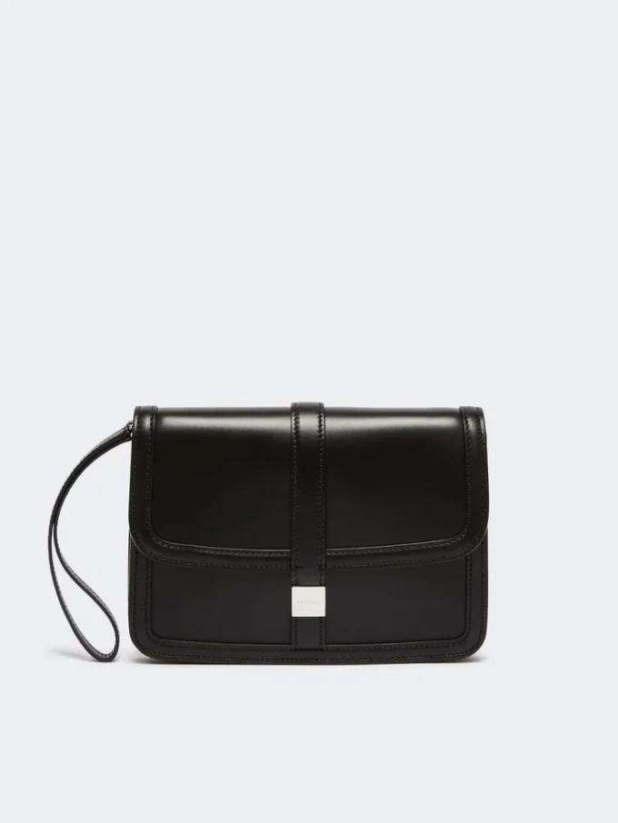 Smooth leather clutch, black