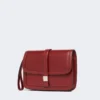 Smooth leather clutch, bordeaux