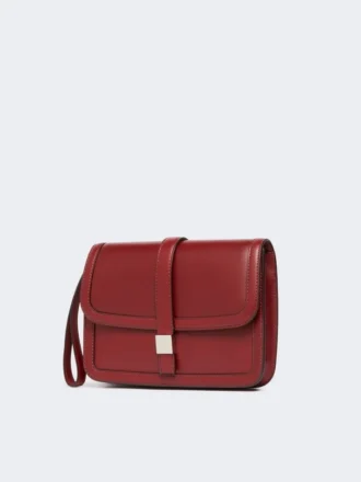 Smooth leather clutch, bordeaux