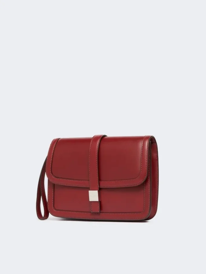 Smooth leather clutch, bordeaux