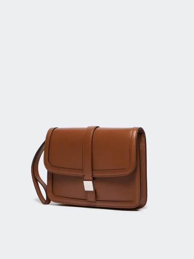 Smooth leather clutch, tobacco