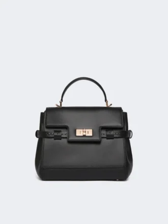 Smooth leather handbag, black