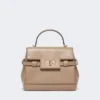 Smooth leather handbag, mud