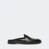 Smooth leather mule moccasins, black