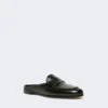 Smooth leather mule moccasins, black
