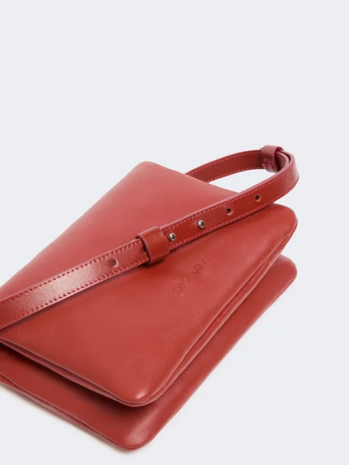 Soffy mini-bag in padded nappa leather, brick red