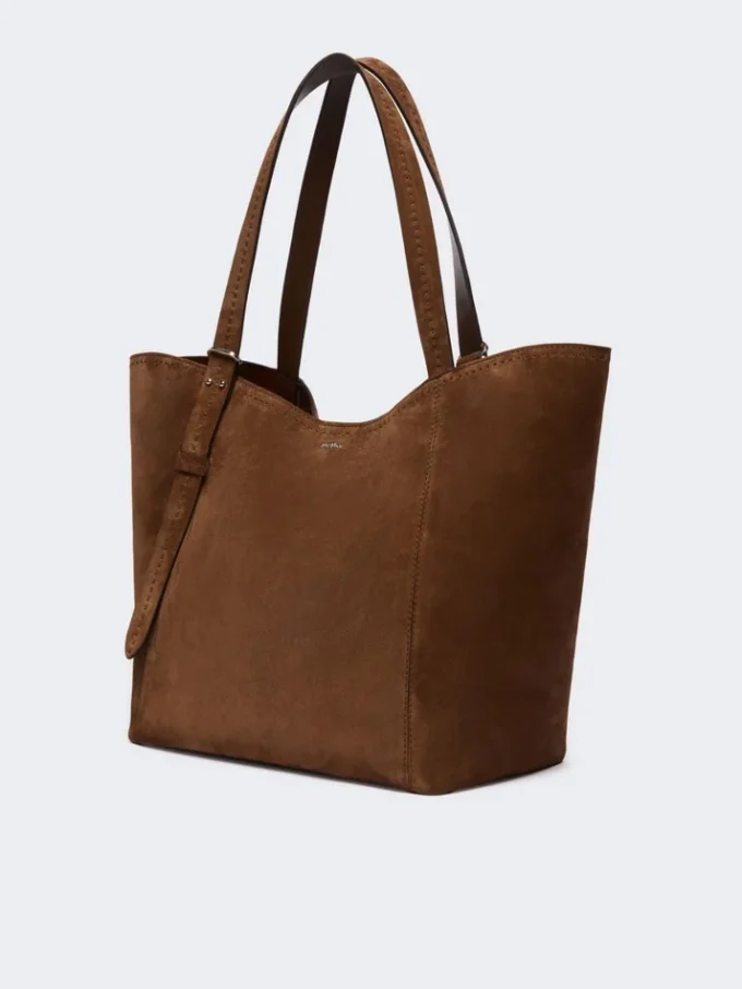 Split leather archetipo handbag, dark brown