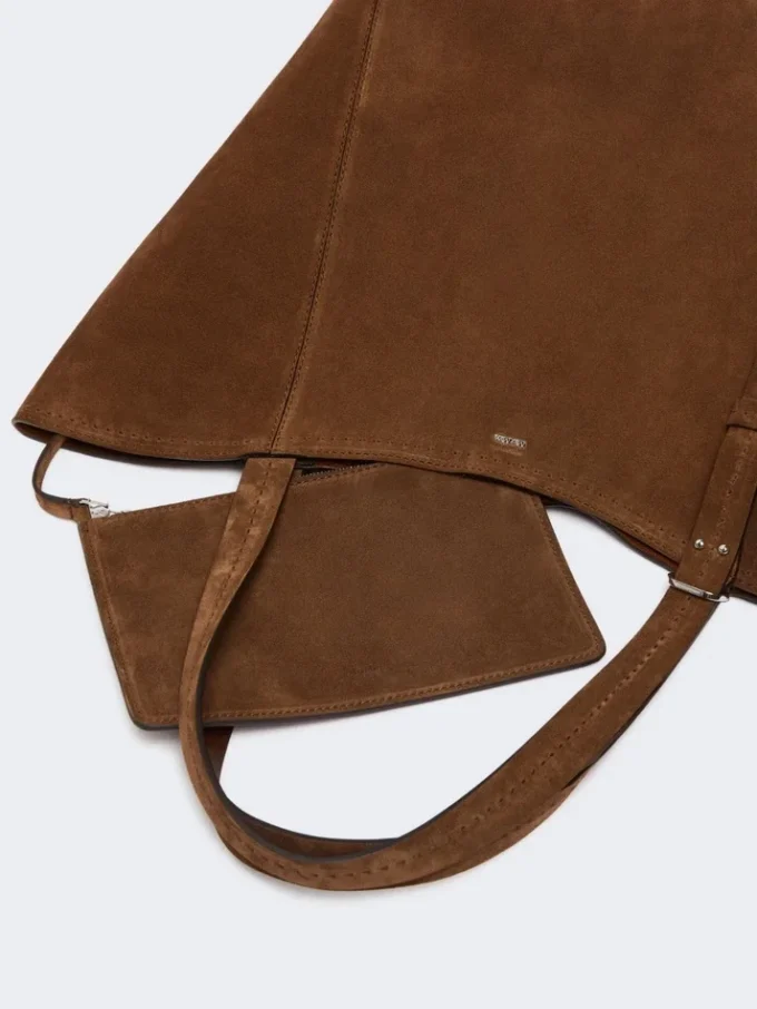 Split leather archetipo handbag, dark brown