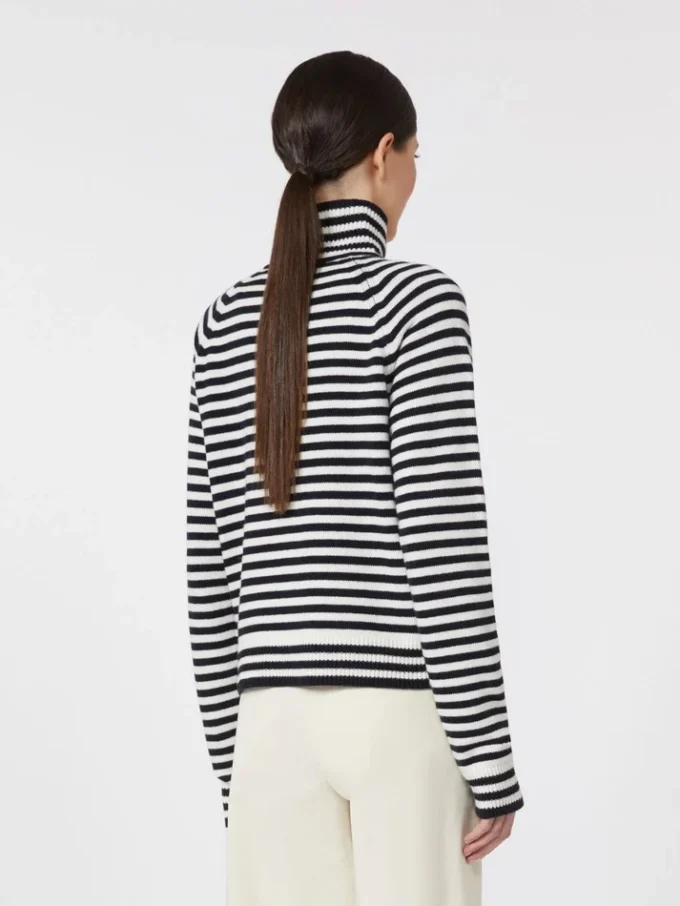 Stockinette-stitched cashmere polo-neck sweater, ultramarine Stockinette-stitched cashmere polo-neck sweater, ultramarine