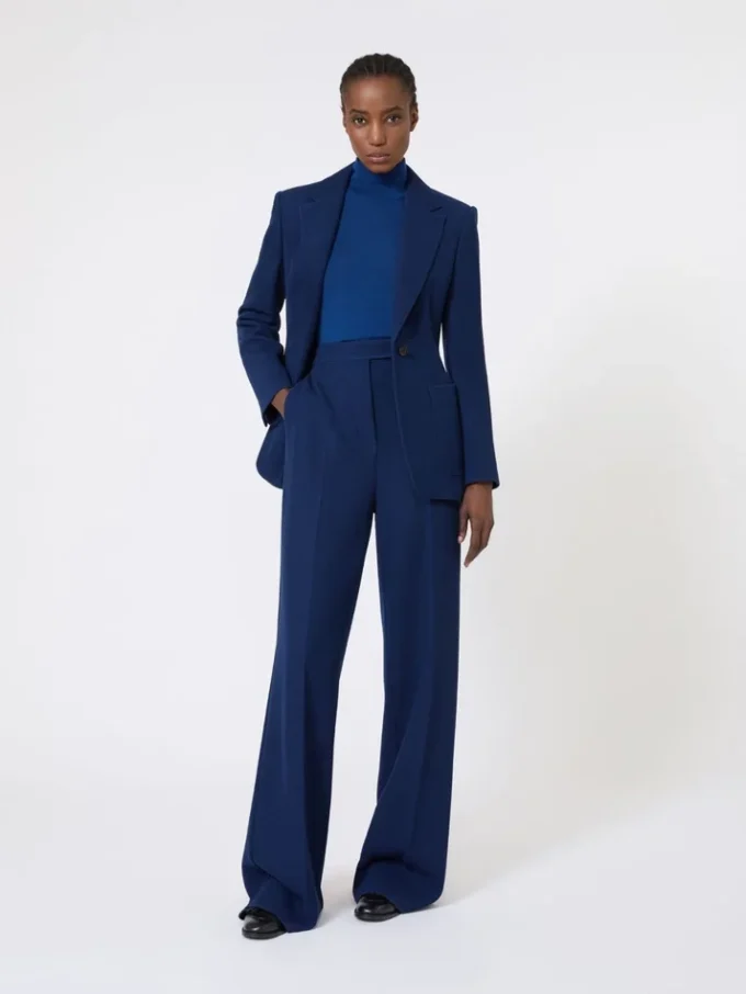 Stockinette-stitched wool polo-neck sweater, china blue Stockinette-stitched wool polo-neck sweater, china blue