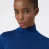 Stockinette-stitched wool polo-neck sweater, china blue Stockinette-stitched wool polo-neck sweater, china blue