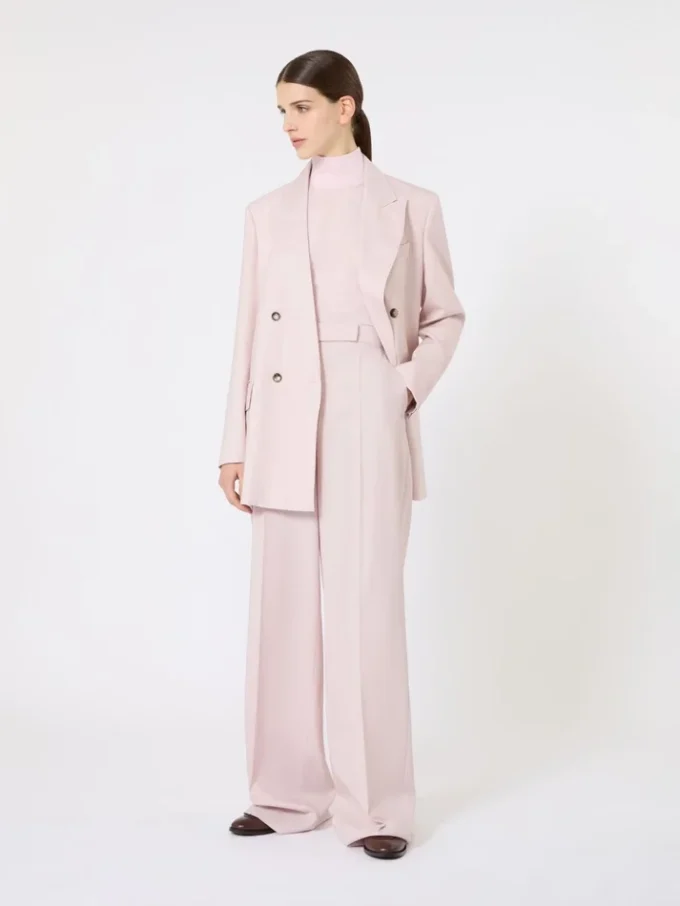 Stockinette-stitched wool polo-neck sweater, pink Stockinette-stitched wool polo-neck sweater, pink