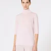 Stockinette-stitched wool polo-neck sweater, pink Stockinette-stitched wool polo-neck sweater, pink