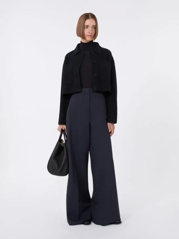 Stockinette-stitched wool polo-neck sweater, ultramarine Stockinette-stitched wool polo-neck sweater, ultramarine