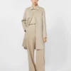 Straight-fit cashmere coat, sand