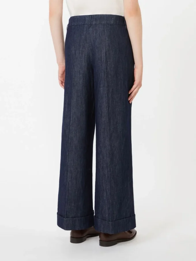 Straight-fit cotton and linen denim trousers, midnightblue Straight-fit cotton and linen denim trousers, midnightblue