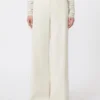 Straight-fit cotton twill trousers, ivory Straight-fit cotton twill trousers, ivory