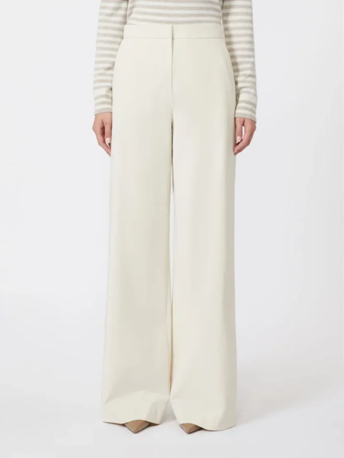 Straight-fit cotton twill trousers, ivory Straight-fit cotton twill trousers, ivory