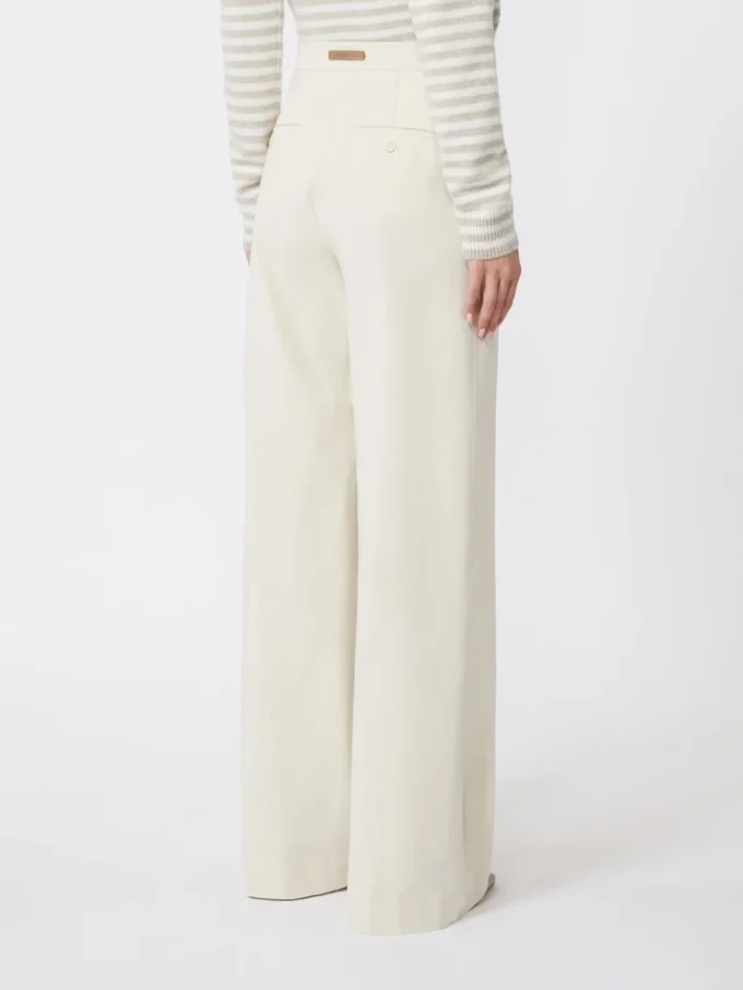 Straight-fit cotton twill trousers, ivory Straight-fit cotton twill trousers, ivory