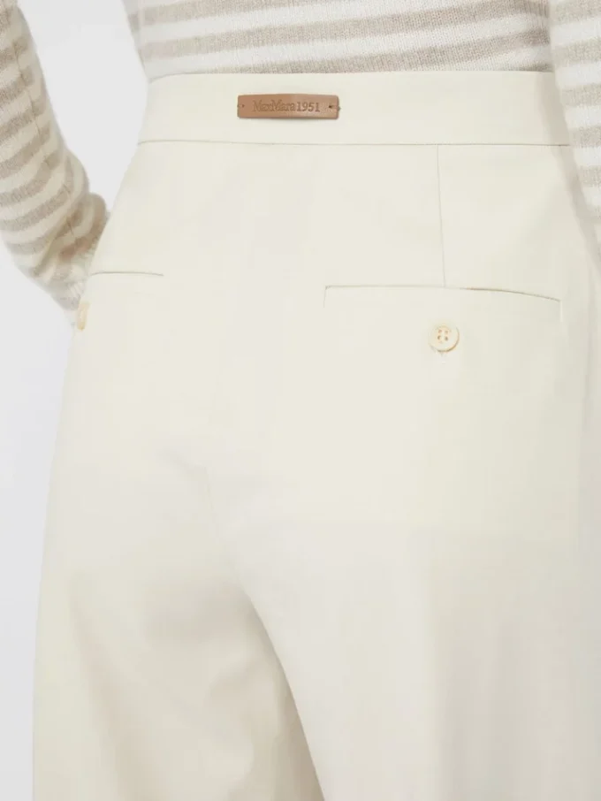 Straight-fit cotton twill trousers, ivory Straight-fit cotton twill trousers, ivory