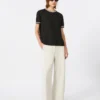 Straight-fit scuba jersey trousers, beige Straight-fit scuba jersey trousers, beige