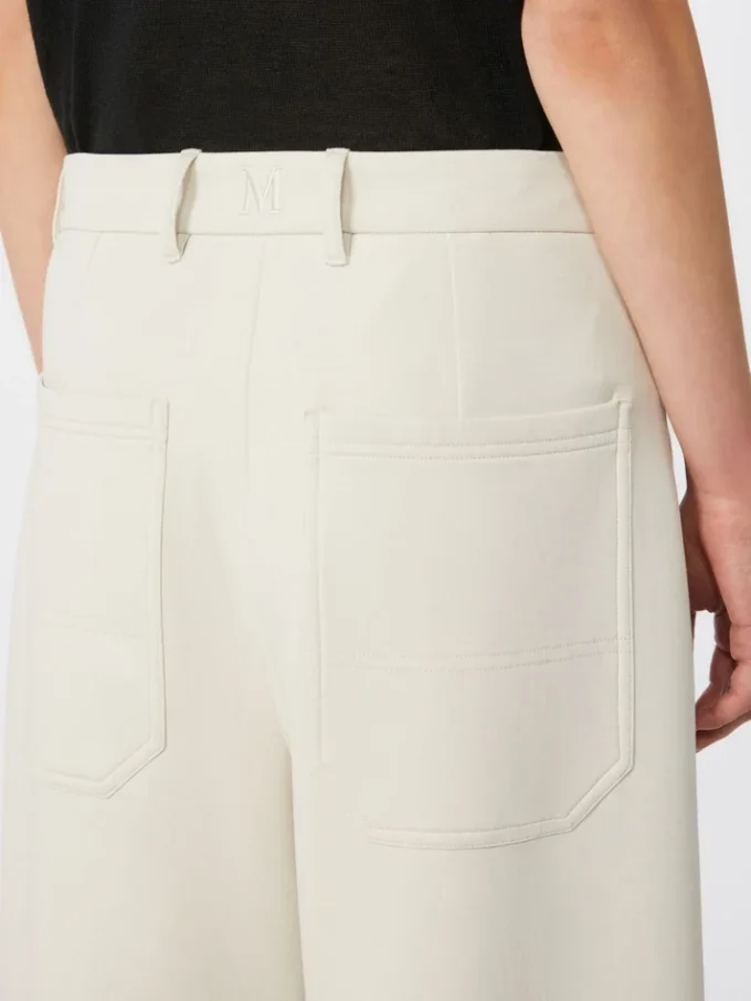 Straight-fit scuba jersey trousers, beige Straight-fit scuba jersey trousers, beige