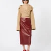 Straight leather skirt, bordeaux