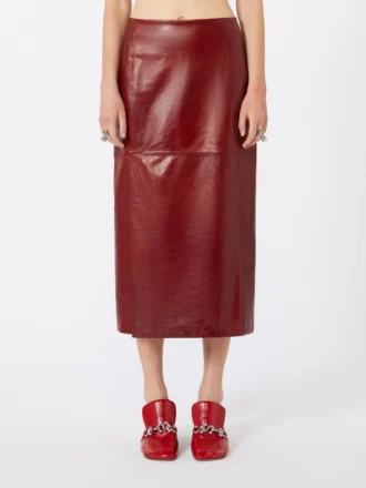 Straight leather skirt, bordeaux