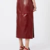 Straight leather skirt, bordeaux