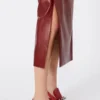 Straight leather skirt, bordeaux