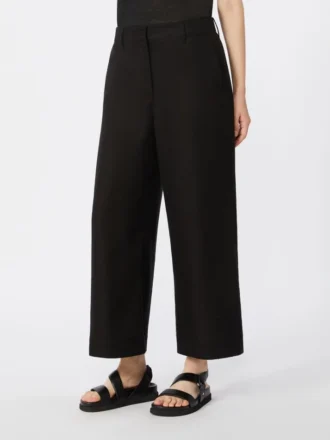 Stretch cotton and linen trousers, black