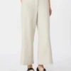 Stretch cotton and linen trousers, ivory