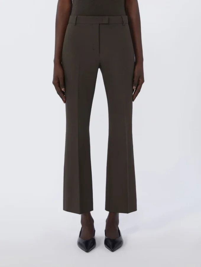 Stretch cotton and viscose trousers, dark green Stretch cotton and viscose trousers, dark green