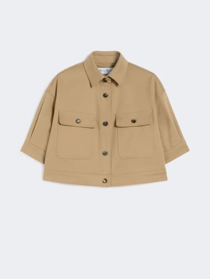 Stretch cotton cropped jacket, sand