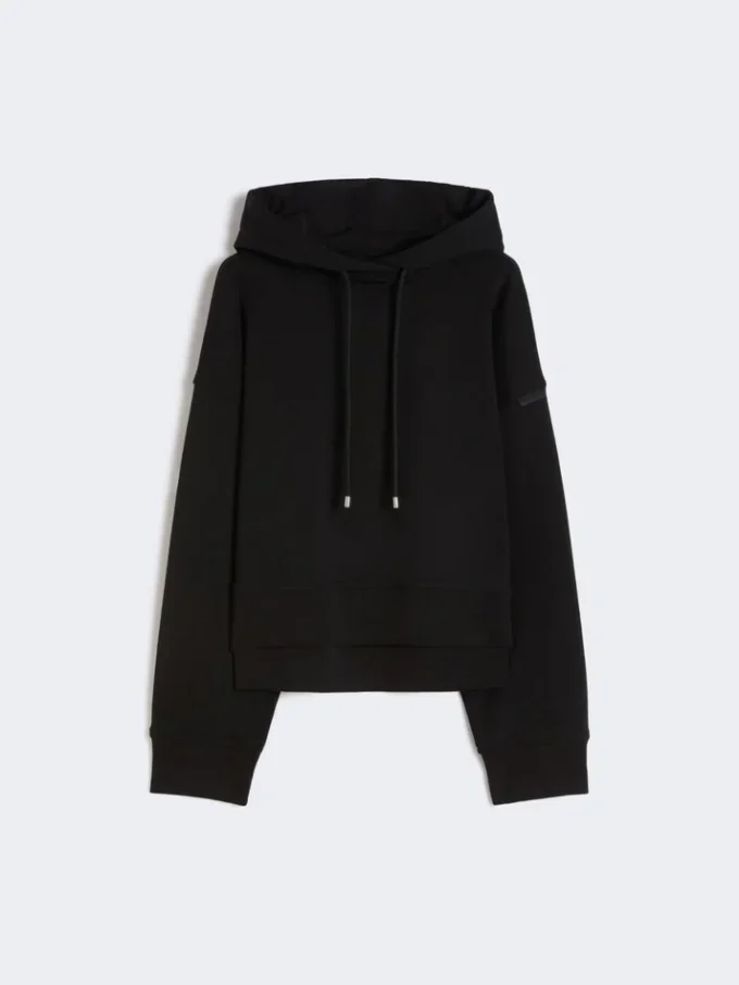 Stretch-cotton hooded sweatshirt, black