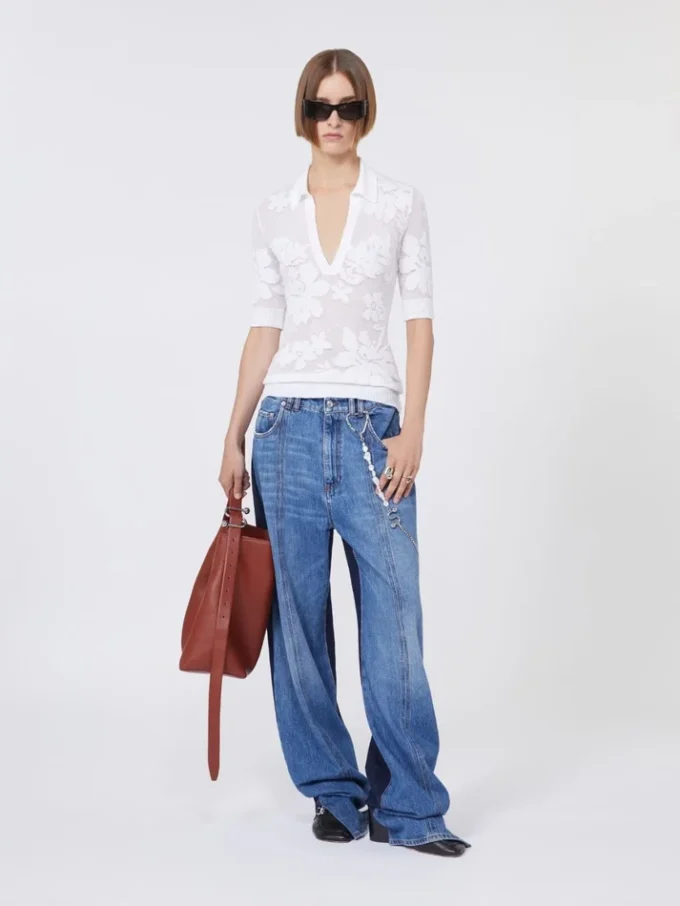 Stretch cotton polo shirt, white Stretch cotton polo shirt, white