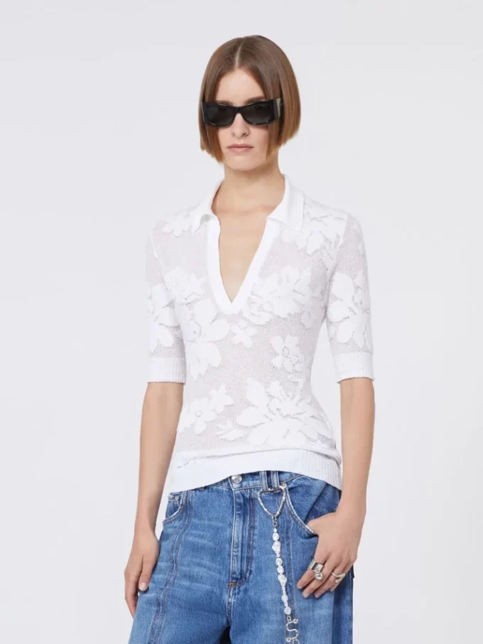 Stretch cotton polo shirt, white Stretch cotton polo shirt, white