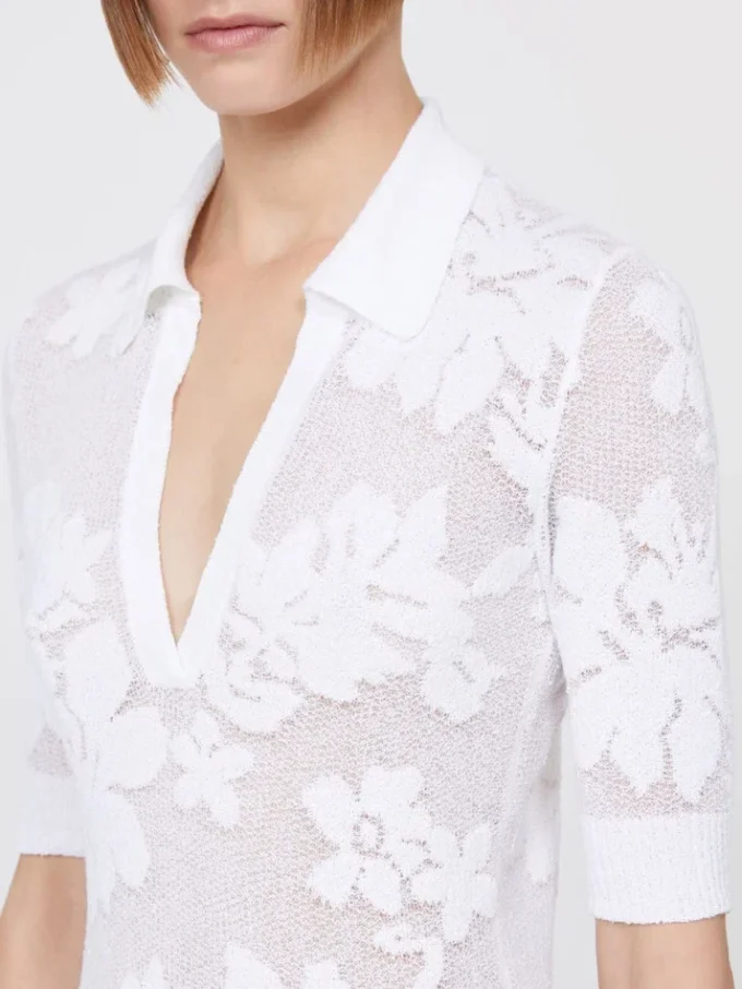 Stretch cotton polo shirt, white Stretch cotton polo shirt, white